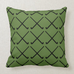Crossed Field Hockey Sticks Patterned Throw Pillow