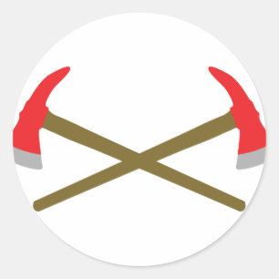 crossed firefighter axe classic round sticker
