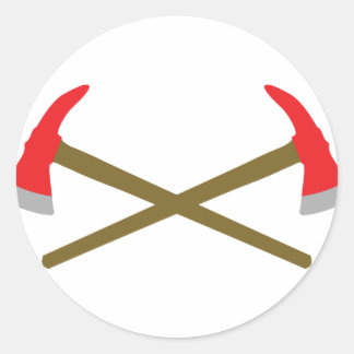 crossed firefighter axe classic round sticker