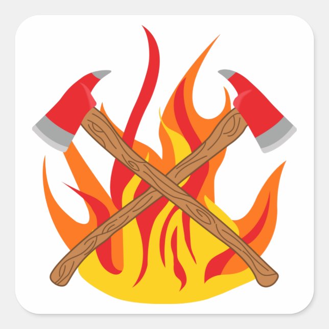 Crossed Fireman;s Axes Square Sticker (Front)