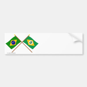 Crossed Flags of Brazil and Ceará Bumper Sticker