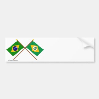 Crossed Flags of Brazil and Ceará Bumper Sticker