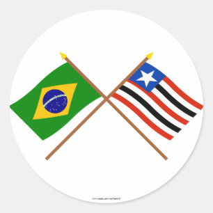 Crossed Flags of Brazil and Maranhão Classic Round Sticker