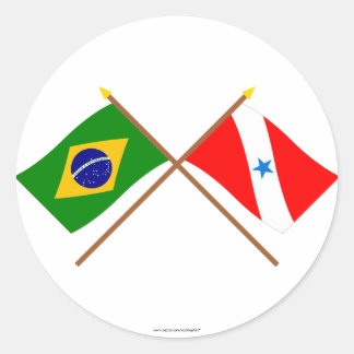 Crossed Flags of Brazil and Pará Classic Round Sticker