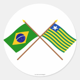 Crossed Flags of Brazil and Piauí Classic Round Sticker
