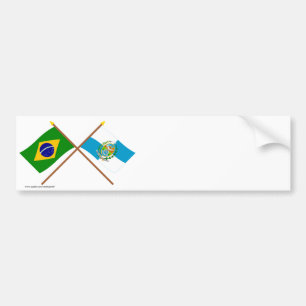 Crossed Flags of Brazil and Rio de Janeiro Bumper Sticker