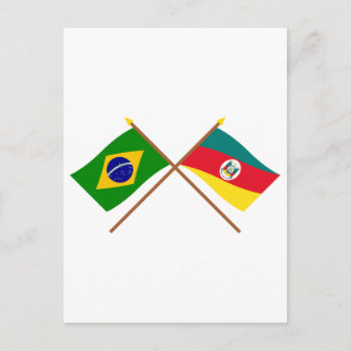 Crossed Flags of Brazil and Rio Grande do Sul Postcard