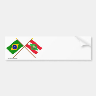 Crossed Flags of Brazil and Santa Catarina Bumper Sticker