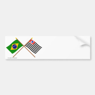 Crossed Flags of Brazil and São Paulo Bumper Sticker