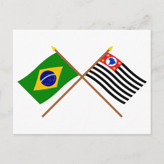 Crossed Flags of Brazil and São Paulo Postcard