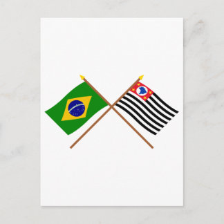 Crossed Flags of Brazil and São Paulo Postcard
