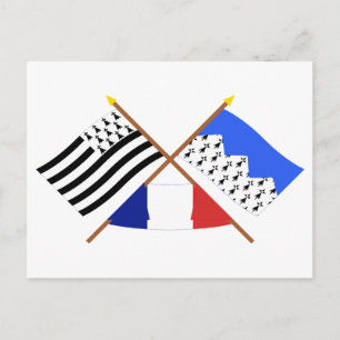 Crossed flags of Bretagne and Côtes-d'Armour Postcard