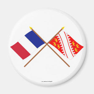 Crossed flags of France and Alsace Magnet