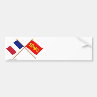 Crossed flags of France and Aquitaine Bumper Sticker