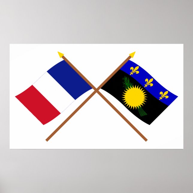 Crossed flags of France and Guadeloupe Poster (Front)