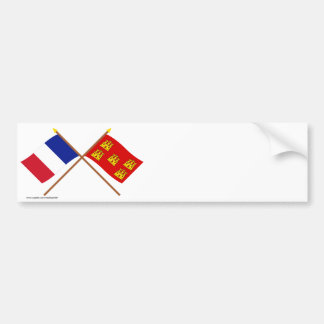 Crossed flags of France and Poitou-Charentes Bumper Sticker