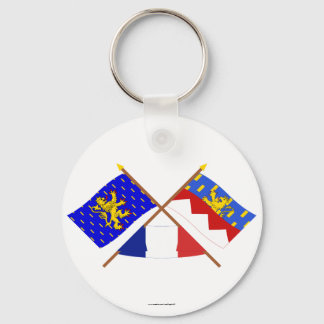 Crossed flags of Franche-Comté and Jura Key Ring