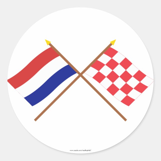 Crossed flags of Holland and Noord-Brabant Classic Round Sticker (Front)
