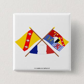 Crossed flags of Lorraine and Moselle 15 Cm Square Badge