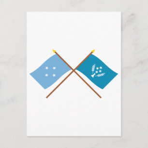 Crossed Flags of Micronesia and Kosrae Postcard