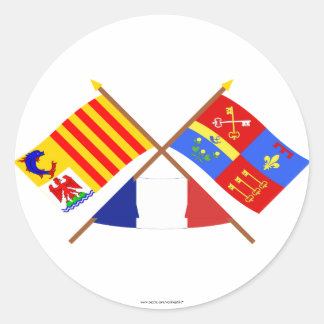 Crossed flags of PACA and Vaucluse Classic Round Sticker