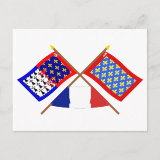 Crossed flags of Pays-de-la-Loire and Sarthe Postcard