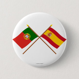 Crossed Flags of Portugal and Spain 6 Cm Round Badge