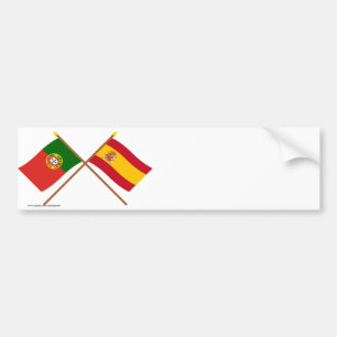 Crossed Flags of Portugal and Spain Bumper Sticker