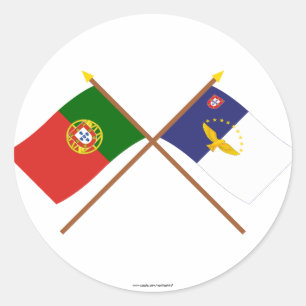 Crossed Flags of Portugal and the Azores Classic Round Sticker