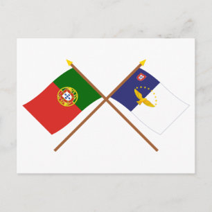 Crossed Flags of Portugal and the Azores Postcard