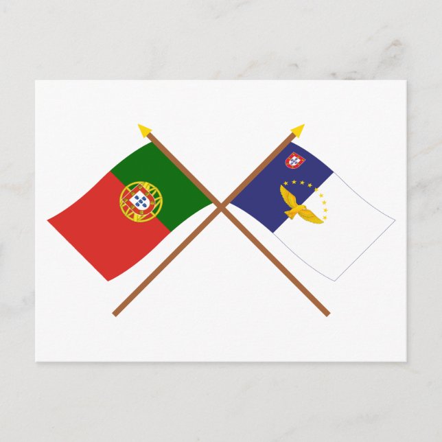 Crossed Flags of Portugal and the Azores Postcard (Front)