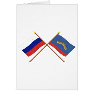 Crossed flags of Russia and Murmansk Oblast