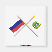 Crossed flags of Russia and Tomsk Oblast