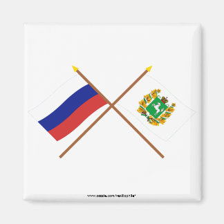 Crossed flags of Russia and Tomsk Oblast Magnet