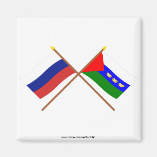 Crossed flags of Russia and Tyumen Oblast Magnet