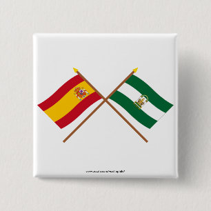 Crossed flags of Spain and Andalucía 15 Cm Square Badge