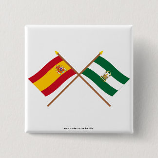 Crossed flags of Spain and Andalucía 15 Cm Square Badge