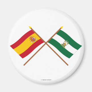 Crossed flags of Spain and Andalucía Magnet