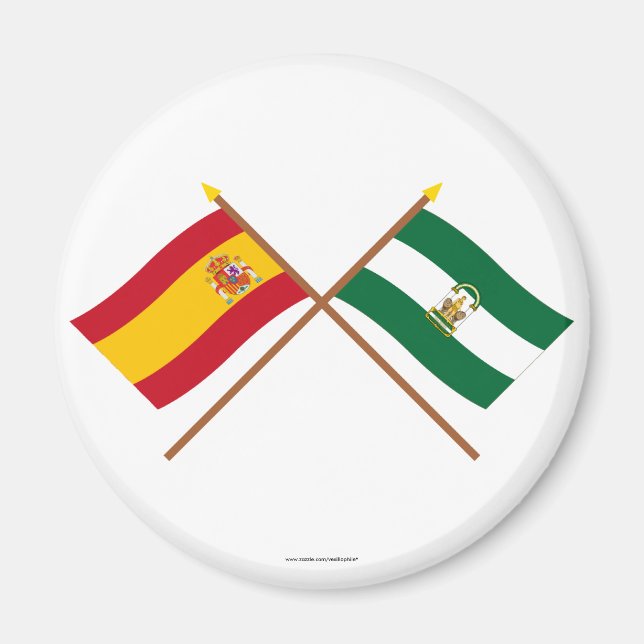 Crossed flags of Spain and Andalucía Magnet (Front)
