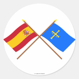 Crossed flags of Spain and Asturias Classic Round Sticker