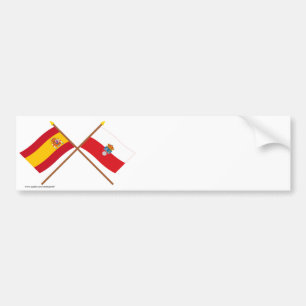 Crossed flags of Spain and Cantabria Bumper Sticker