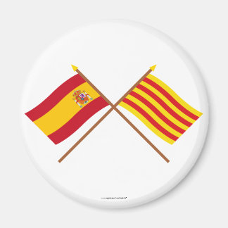 Crossed flags of Spain and Cataluña Magnet
