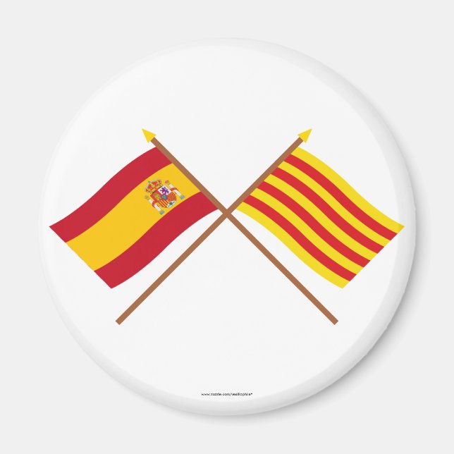 Crossed flags of Spain and Cataluña Magnet (Front)