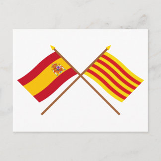 Crossed flags of Spain and Cataluña Postcard