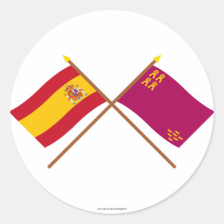 Crossed flags of Spain and Murcia Classic Round Sticker