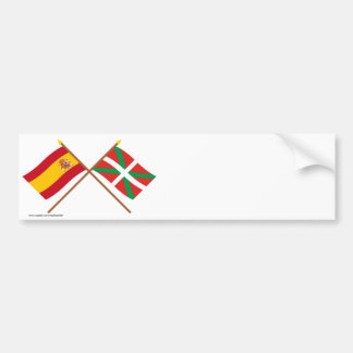 Crossed flags of Spain and País Vasco (Euskadi) Bumper Sticker