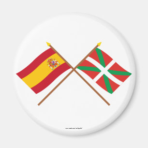Crossed flags of Spain and País Vasco (Euskadi) Magnet