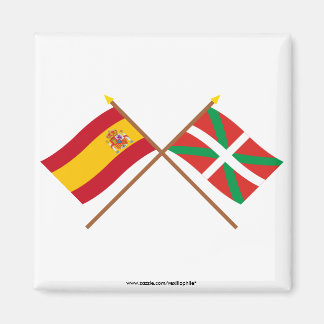 Crossed flags of Spain and País Vasco (Euskadi) Magnet
