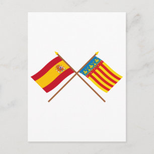 Crossed flags of Spain and Valencia Postcard