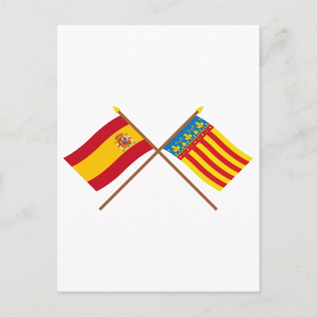 Crossed flags of Spain and Valencia Postcard (Front)